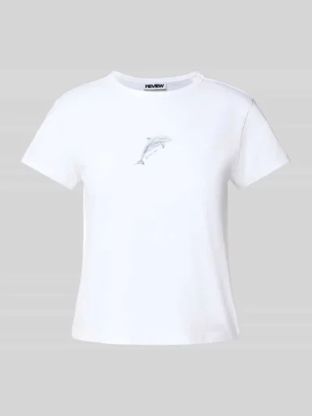 T-shirt z nadrukiem z motywem i logo Review biała