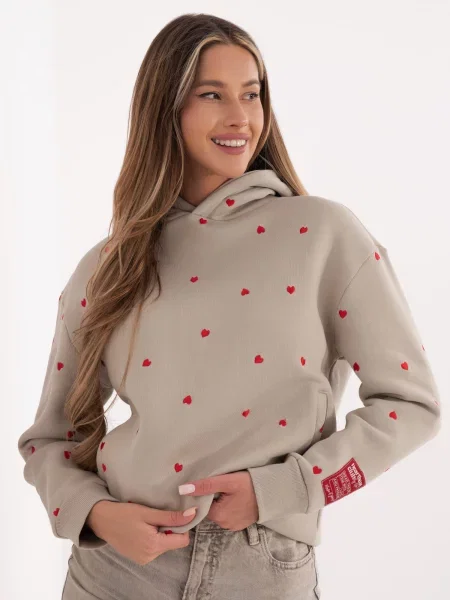 Bluza z kapturem Eight 2 Nine z kapturem w serca beżowa