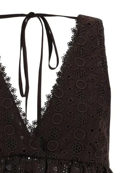 Top Pinko cu broderie maro