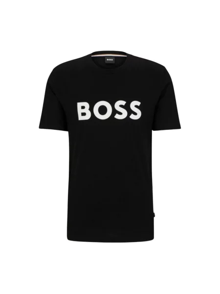 BOSS t-shirt granatowy z nadrukiem czarna