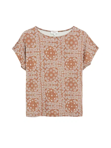 S.Oliver Tricou maro mokka alb