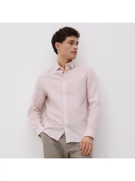 Reserved Košile regular fit s příměsí lnu broskvová