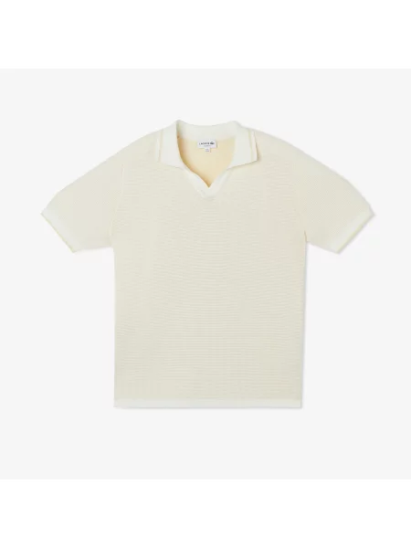 Lacoste Sweter Z Kołnierzykiem Polo Z Krótkim Rękawem Classic Fit beżowy