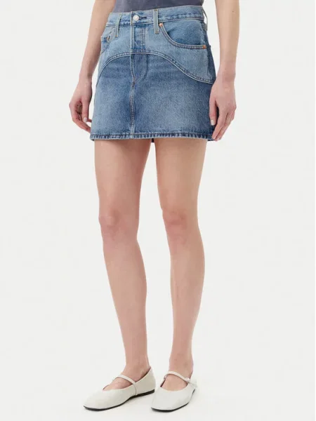 Levi's spódnica ICON SKIRT WESTERN YOKE mini prosta niebieski
