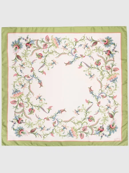 Хустка із шовку в квітковий принт Etro бежева