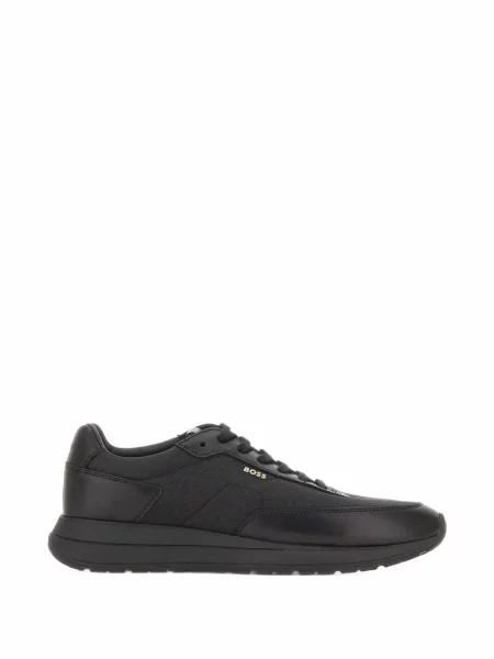 Sneakerși Boss din piele negru