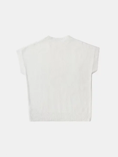 Светр без рукавів із рельєфною квіткою білий