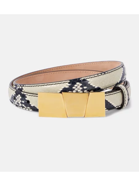Curea Khaite din piele cu model piele de șarpe