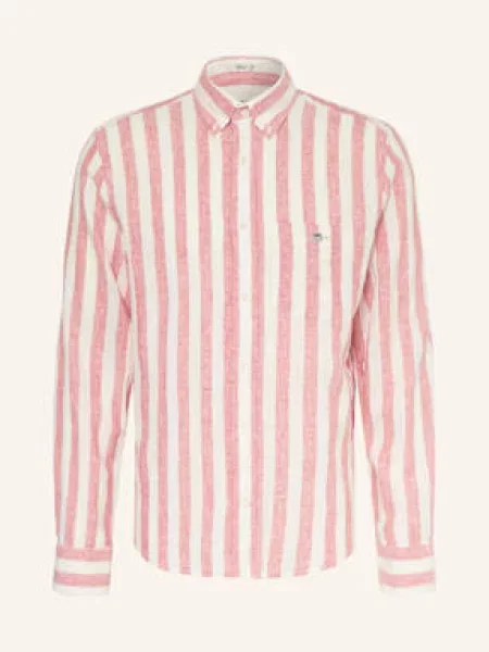 Gant Košile Regular Fit S Příměsí Lnu světle červená bílá