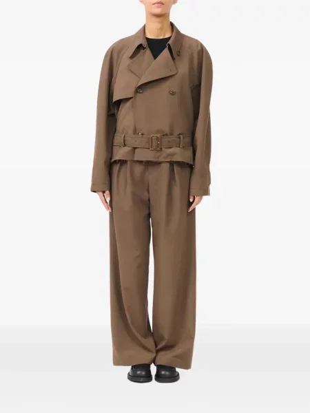 Vilnonis diržu apjuostas striukė Mm6 Maison Margiela ruda