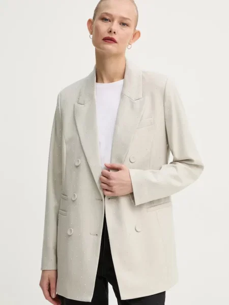 Bruuns Bazaar sacou din lana cu doua randuri de bej