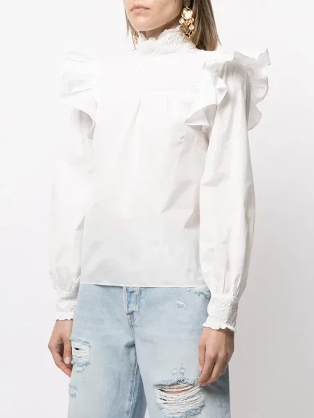Bluzka Cinq A Sept z falbankami biała