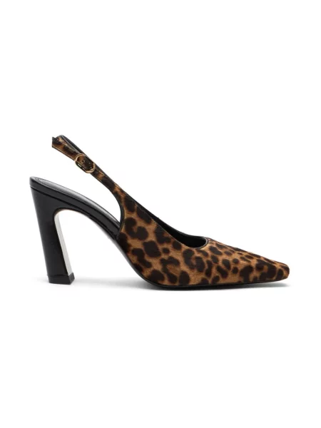 Czółenka Stuart Weitzman skórzana z otwartą piętą brązowa