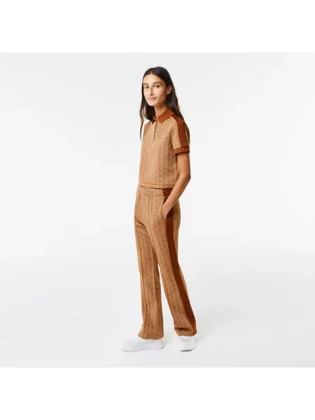 Lacoste Koszulka Polo O Regularnym Kroju Z Kontrastowym Kołnierzykiem I Nadrukiem Monogramu brązowa