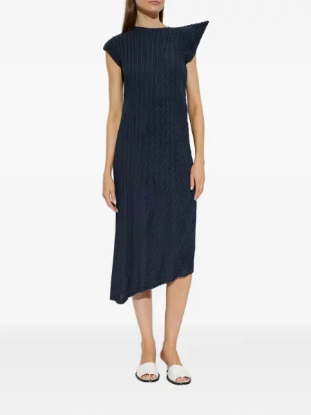 Rochie midi Issey Miyake asimetrică albastru