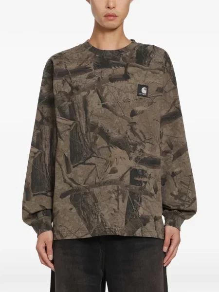 Lung tricou Carhartt Wip cu pene verde