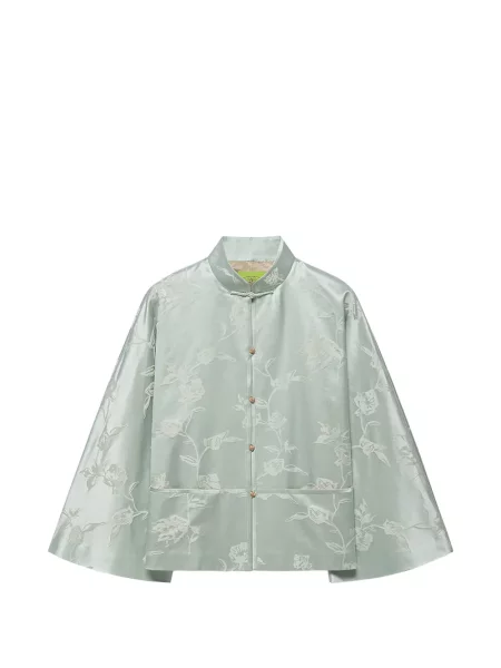 Geacă Shanghai Tang cu model floral din jacard verde