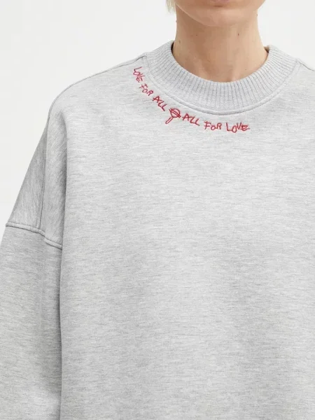 Меланжевый неопреновый свитер Fiorucci с вышивкой серый