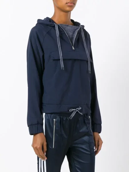 Hanorac cu glugă Adidas cu glugă albastru
