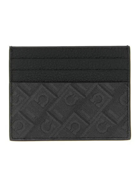 Portfel Salvatore Ferragamo skórzany z logo szary