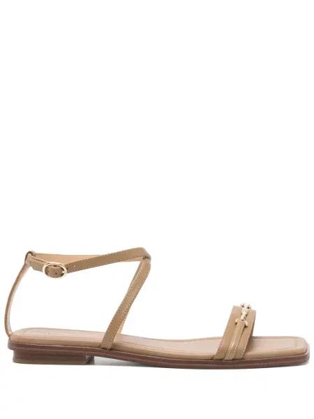 Кожено портмоне Michael Michael Kors с връзки с принт кафяво