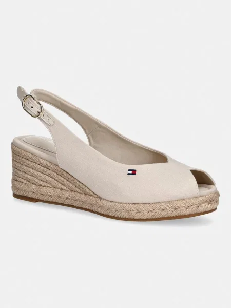Espadrile Tommy Hilfiger Mid Wedge Espad Slingback bež