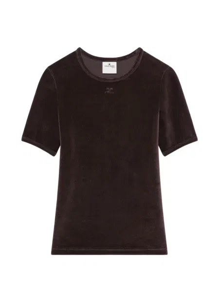 Tricou Courreges de catifea maro