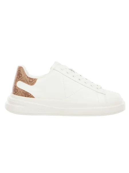 Sneakersy ze skórzanymi naszywkami model ‘ELBA’ Guess białe