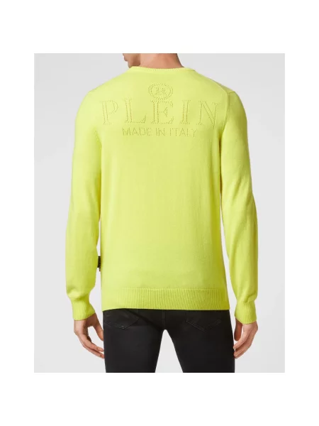 Sweter Philipp Plein z kaszmiru z okrągłym dekoltem żółty