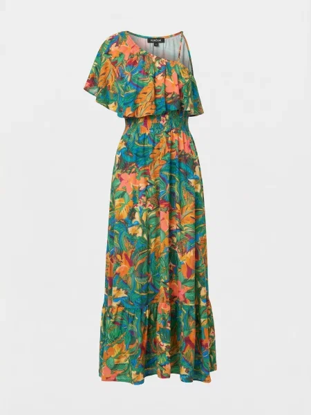 KOROSHI Rochie de vară / verde / portocaliu albastru