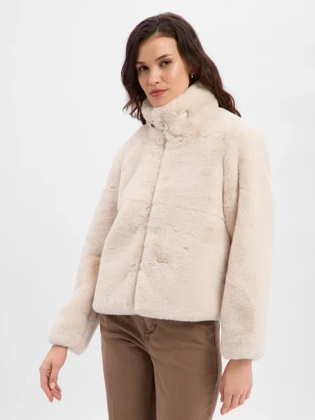 Nümph kurtka z pluszowym futerkiem NUWinda Kobiety Sztuczne włókno jednolity 34 biały