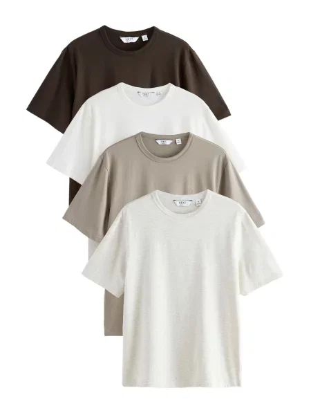 Next Tricou bej amestecat / gri piatră / negru alb