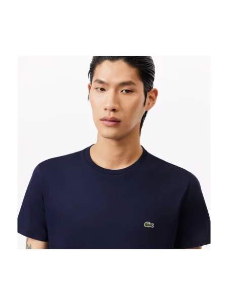 T-shirt z okrągłym dekoltem Lacoste niebieska