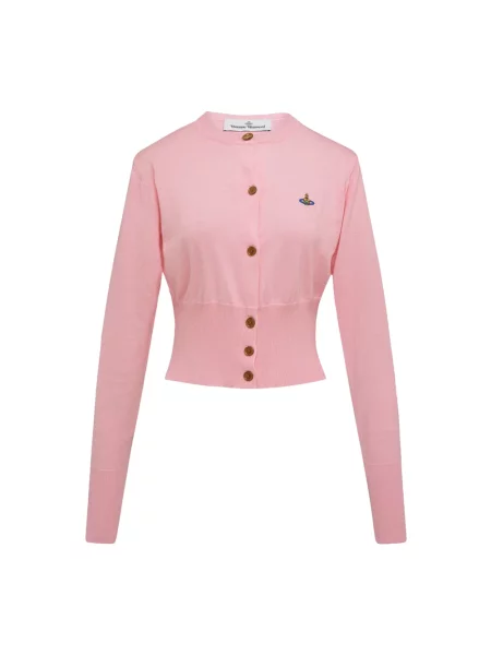 Kardigan Vivienne Westwood wełniany o krotszym kroju różowy
