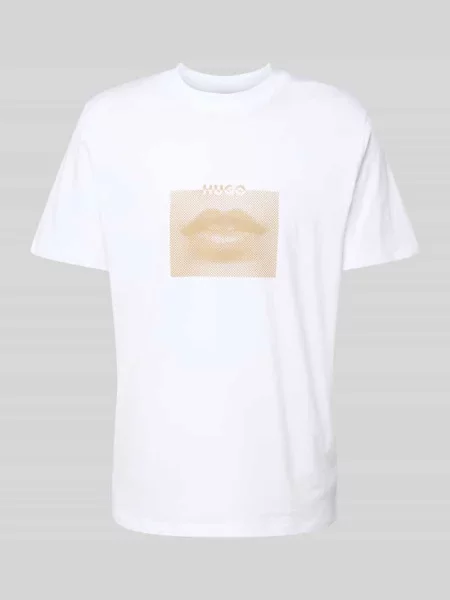 T-shirt z nadrukiem z logo model ‘Deterni’ Hugo biała