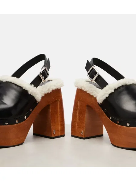 Saboți Jimmy Choo din piele cu platformă negru