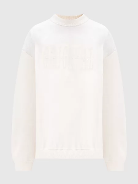 Светр з вовни мериноса з вишивкою логотипа Vetements білий