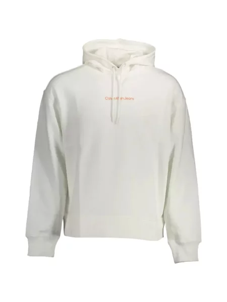 Hanorac cu glugă Calvin Klein cu imagine alb