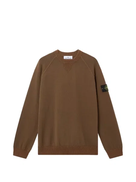 Pulover Stone Island cu decolteu rotund cu strasuri maro
