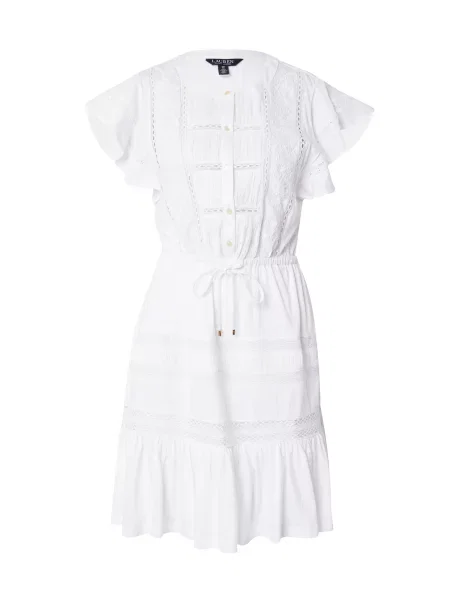 Obleka kratek koktejl obleka Lauren Ralph Lauren s kratkimi rokavi bela