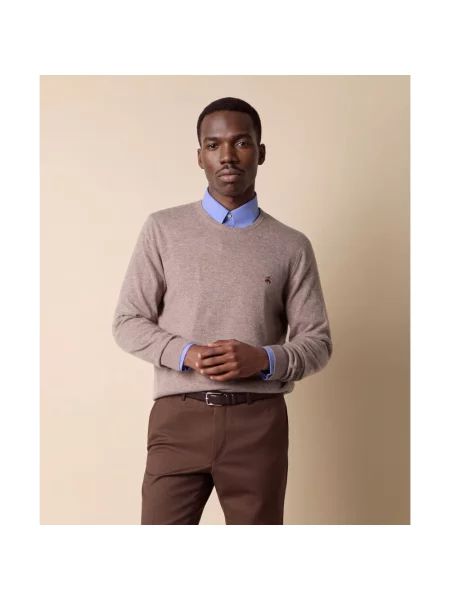 Sweter Brooks Brothers wełniany z logo różowy