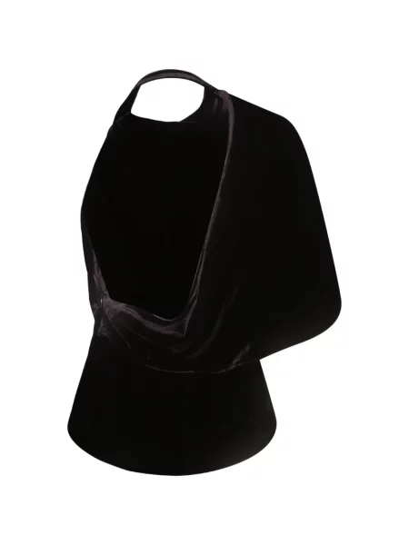 Top Róhe de catifea drapat negru