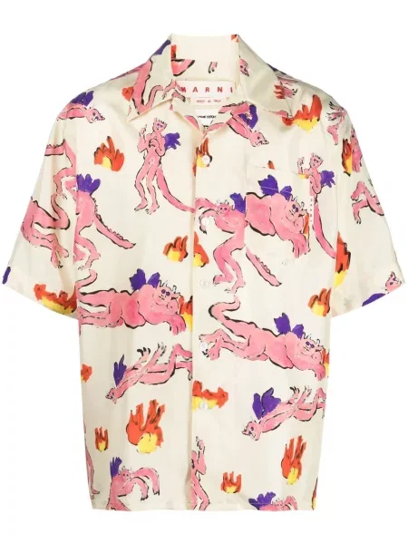 Tricou Marni de mătase cu imagine galben