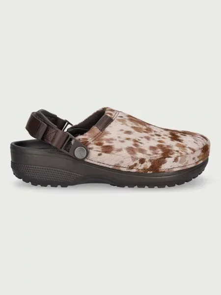 Σκαρπινια Crocs κλασικό με γούνα καφέ