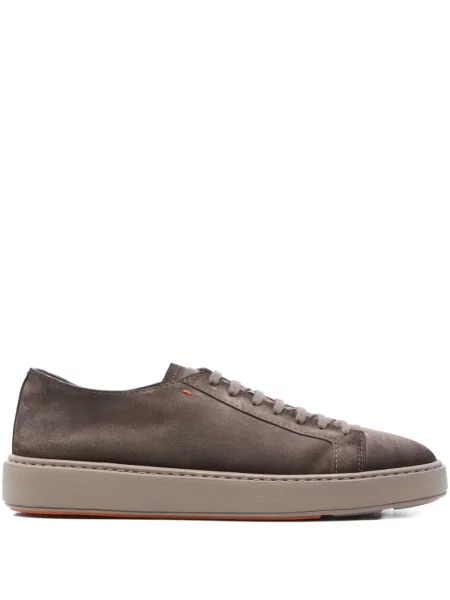 Sneakerși Santoni cu șireturi din dantelă maro