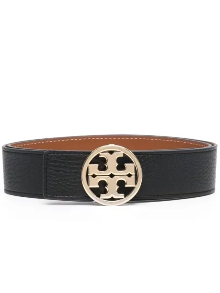 Pasek Tory Burch skórzany z paskiem dwustronny czarny