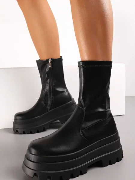 Ghete cu platformă și carâmb înalt Esallina negre