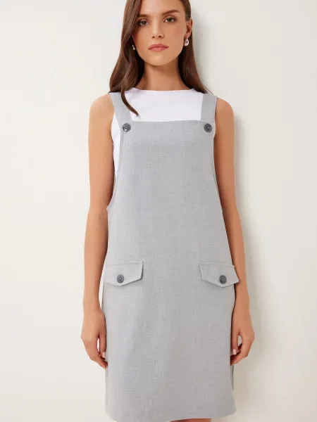 Happiness İstanbul Salopetă rochie scurtă amestecat gri