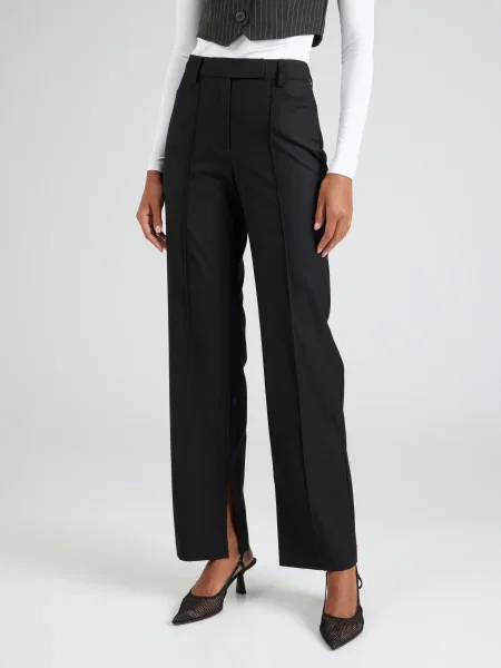 Remain nadrág gyapjú keverékből Slim Suiting Pants magas derekú egyenes fekete