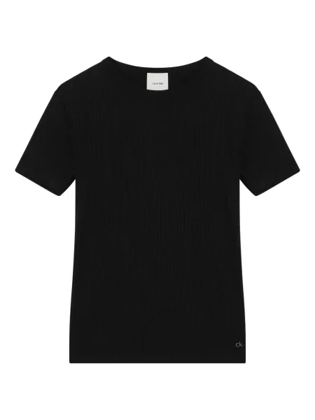 Tricou cu nervuri Calvin Klein negru